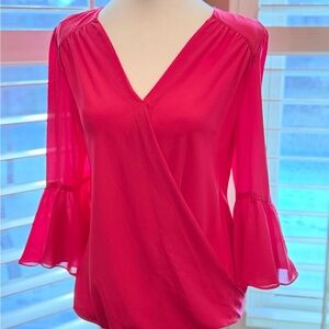 INC International Concepts Fuchsia Wrap Blouse
